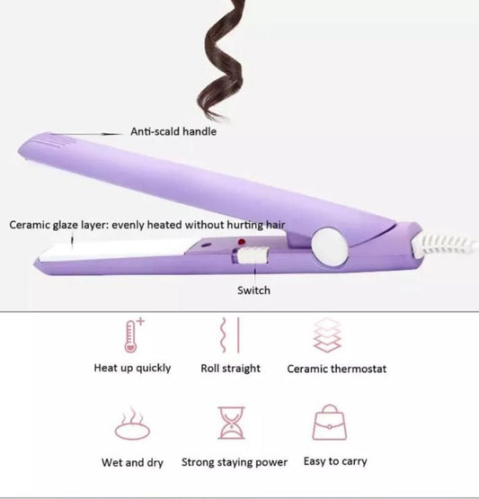 2-in-1 Mini Hair Straightener and Curler